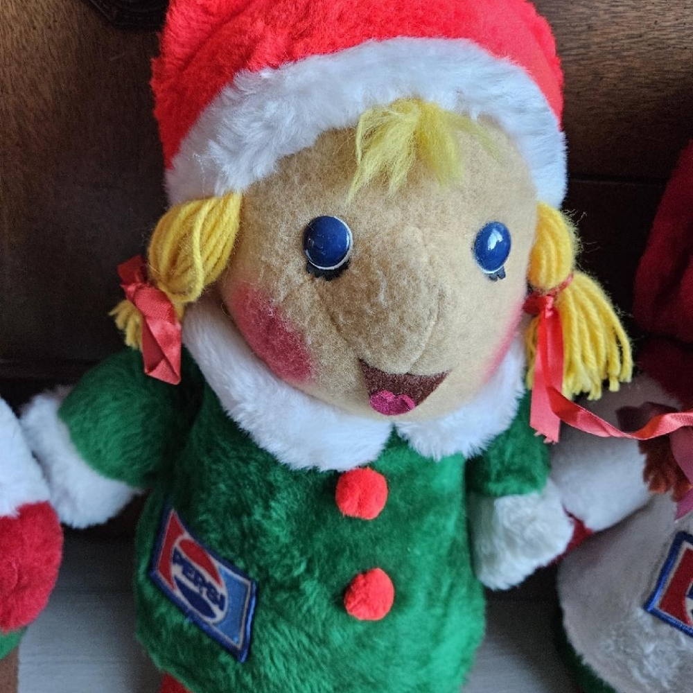 Pepsi Plush Elf Doll with Green Outfit and Red Accents